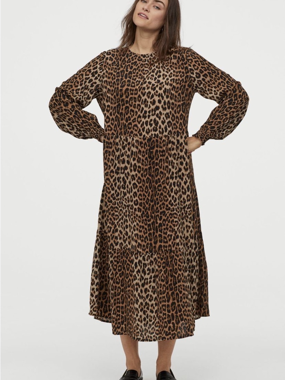 H&M Leopard Print Maxi Dress in Brown and Black
